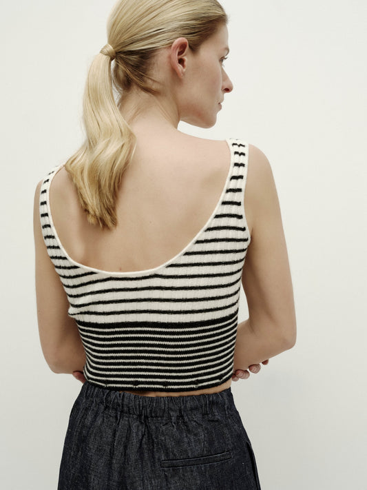 Black and White Striped Knit Vest