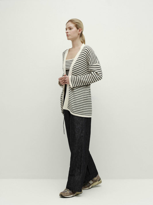 Black & White Striped Cardigan