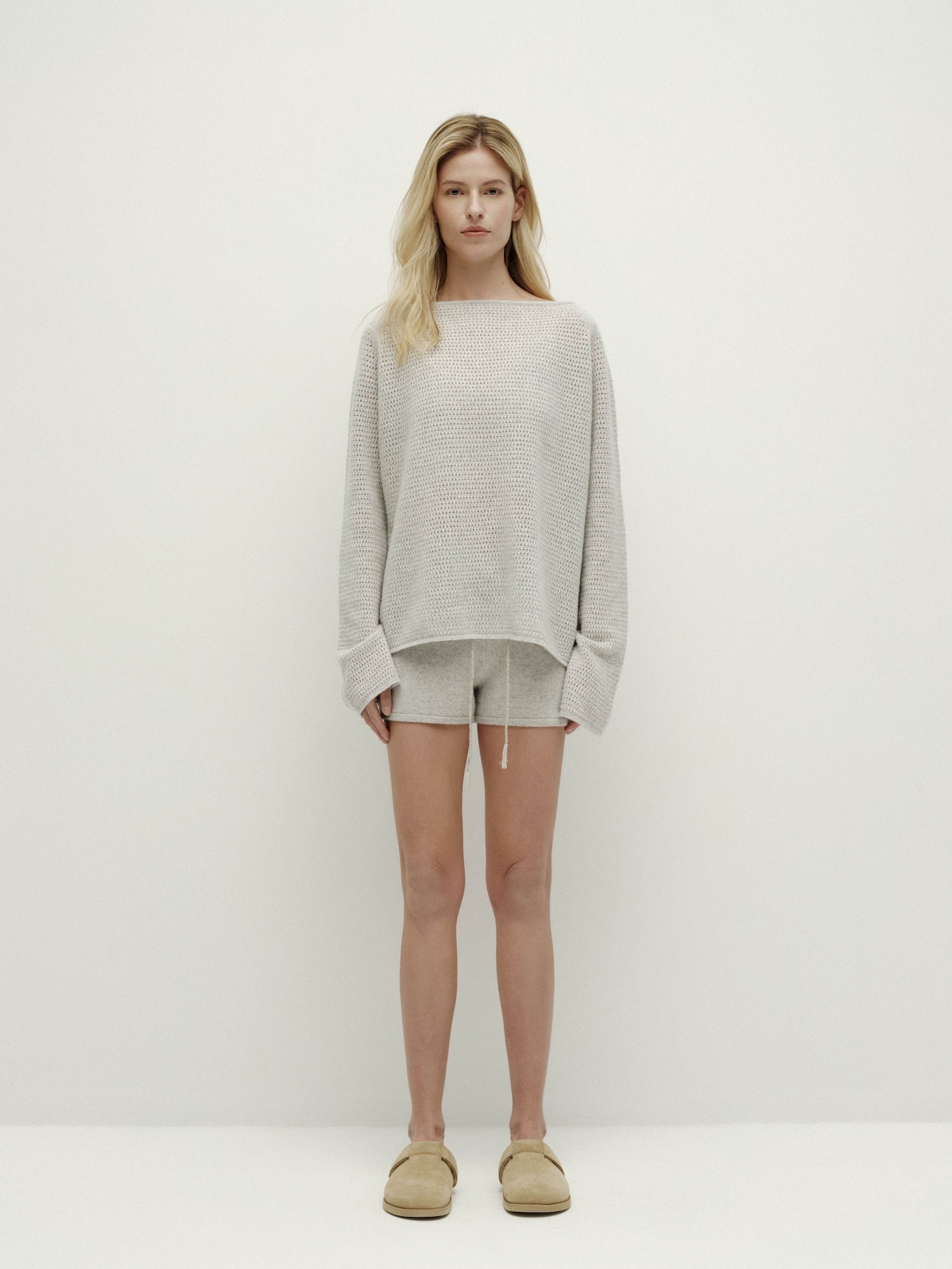 포인텔 니트 풀오버 롱슬리브-미스티 그레이