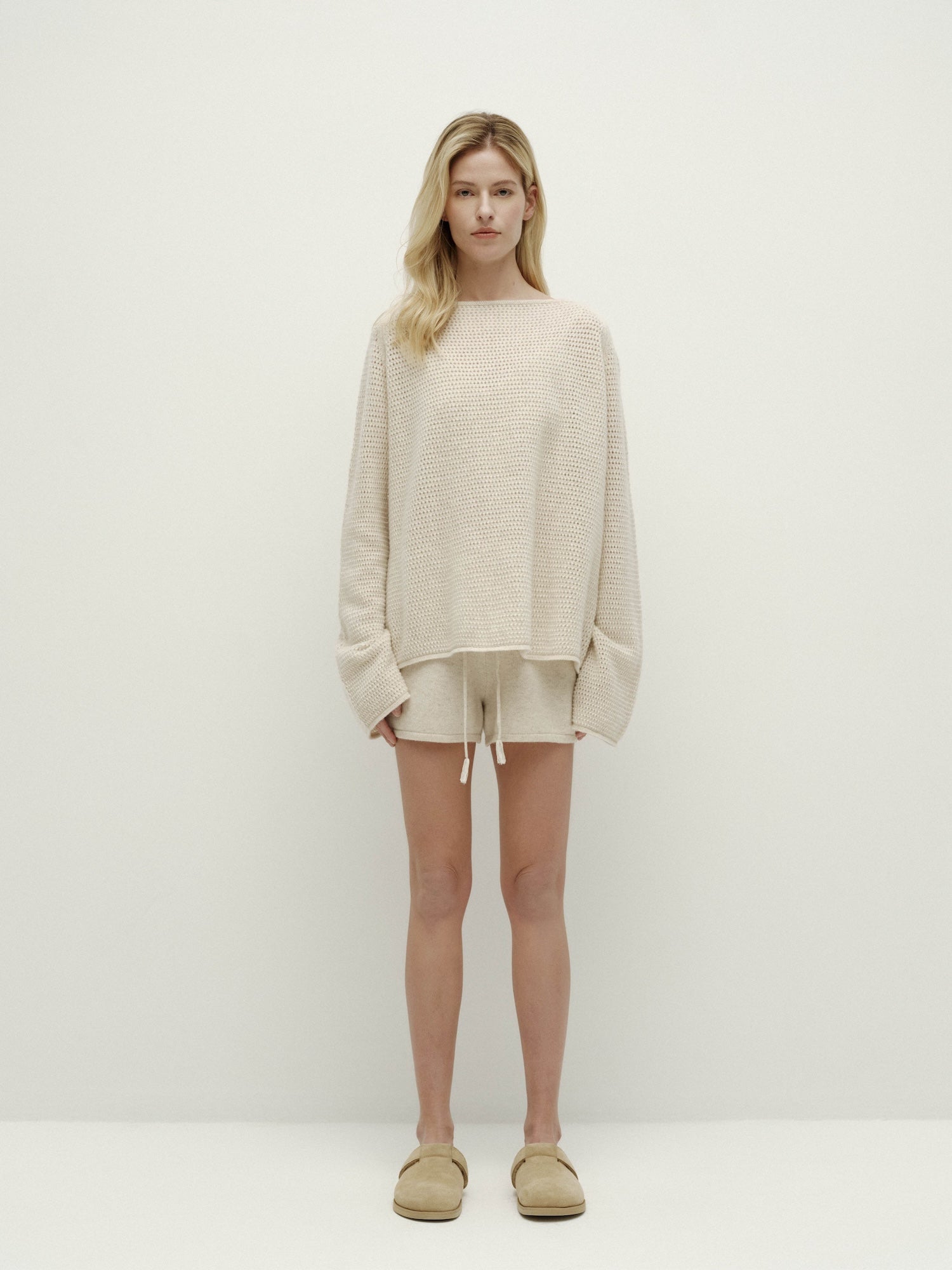 포인텔 니트 풀오버 롱슬리브-살구꽃