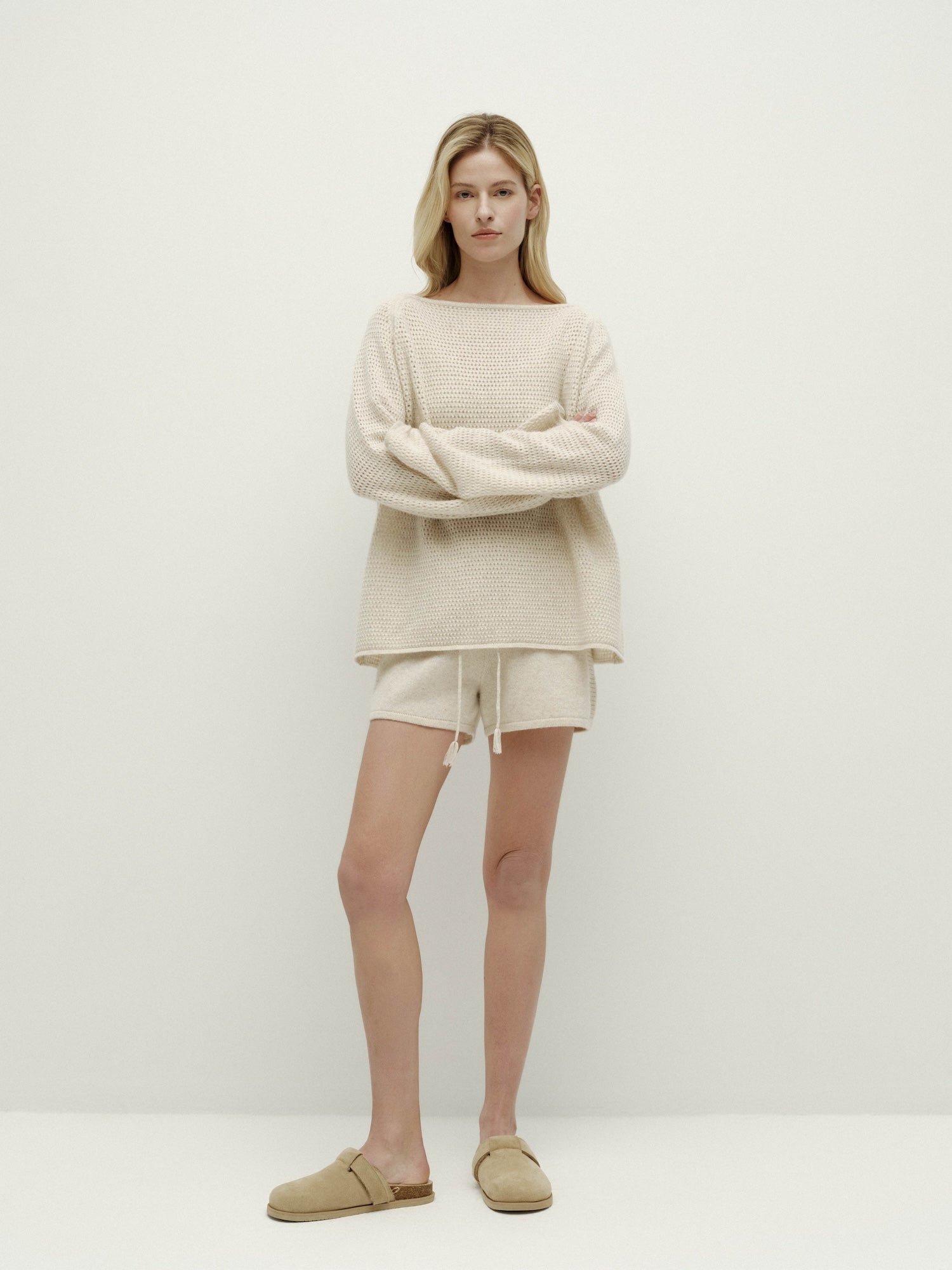 포인텔 니트 풀오버 롱슬리브-살구꽃