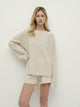 Knit Drawstring Fringed Shorts-Apricot Blossom