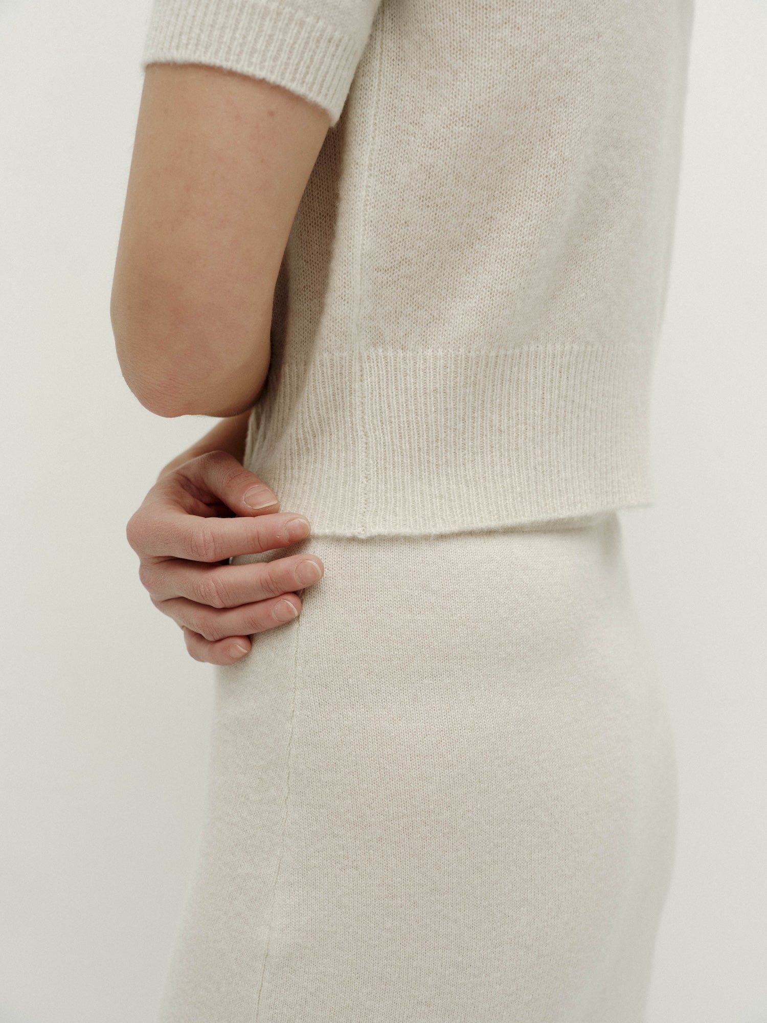 Mid-Length Skirt-Ash White