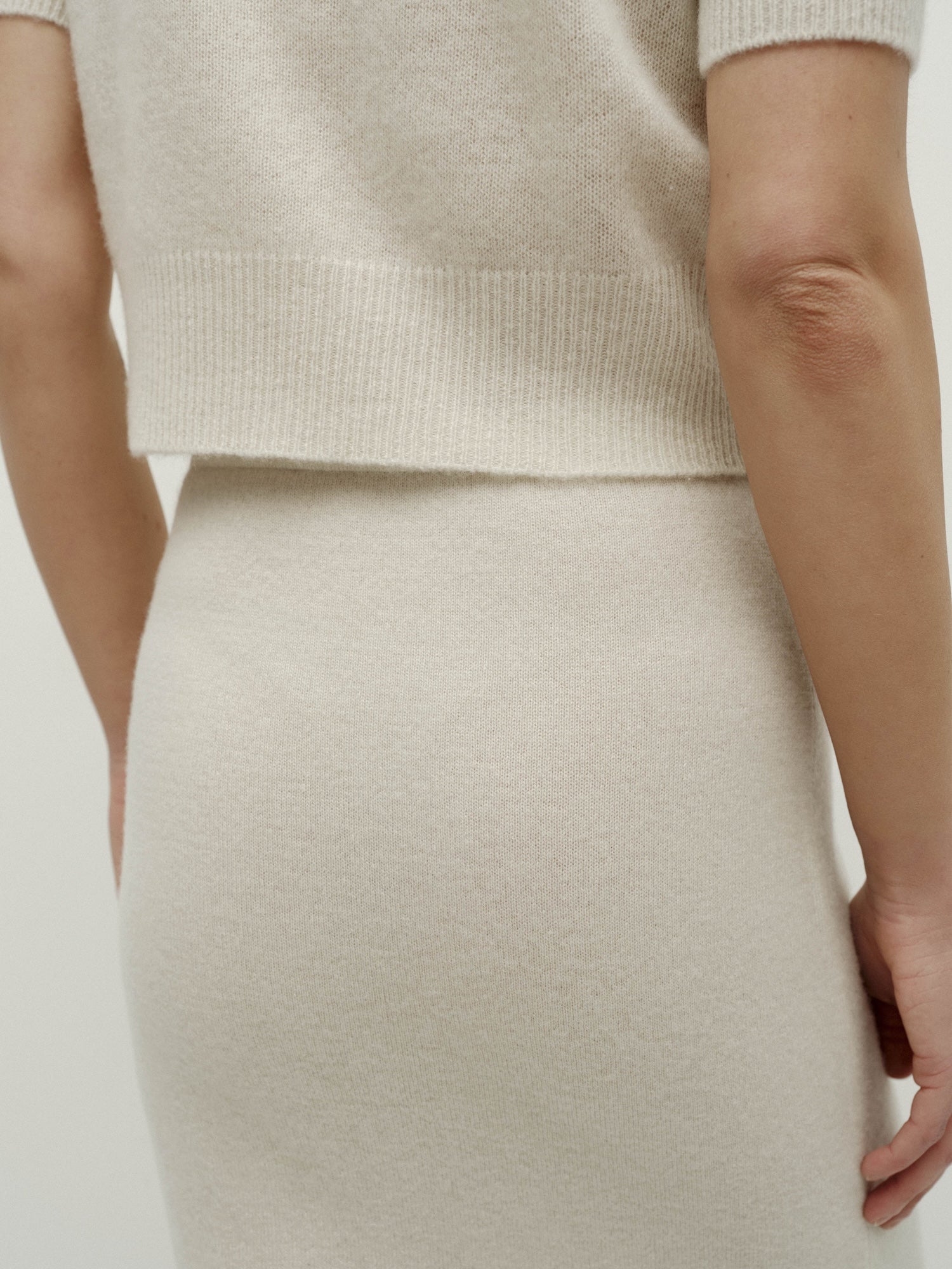 Mid-Length Skirt-Ash White