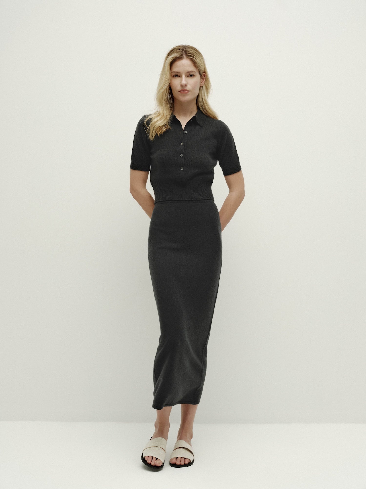 Mid-Length Skirt-iron gray