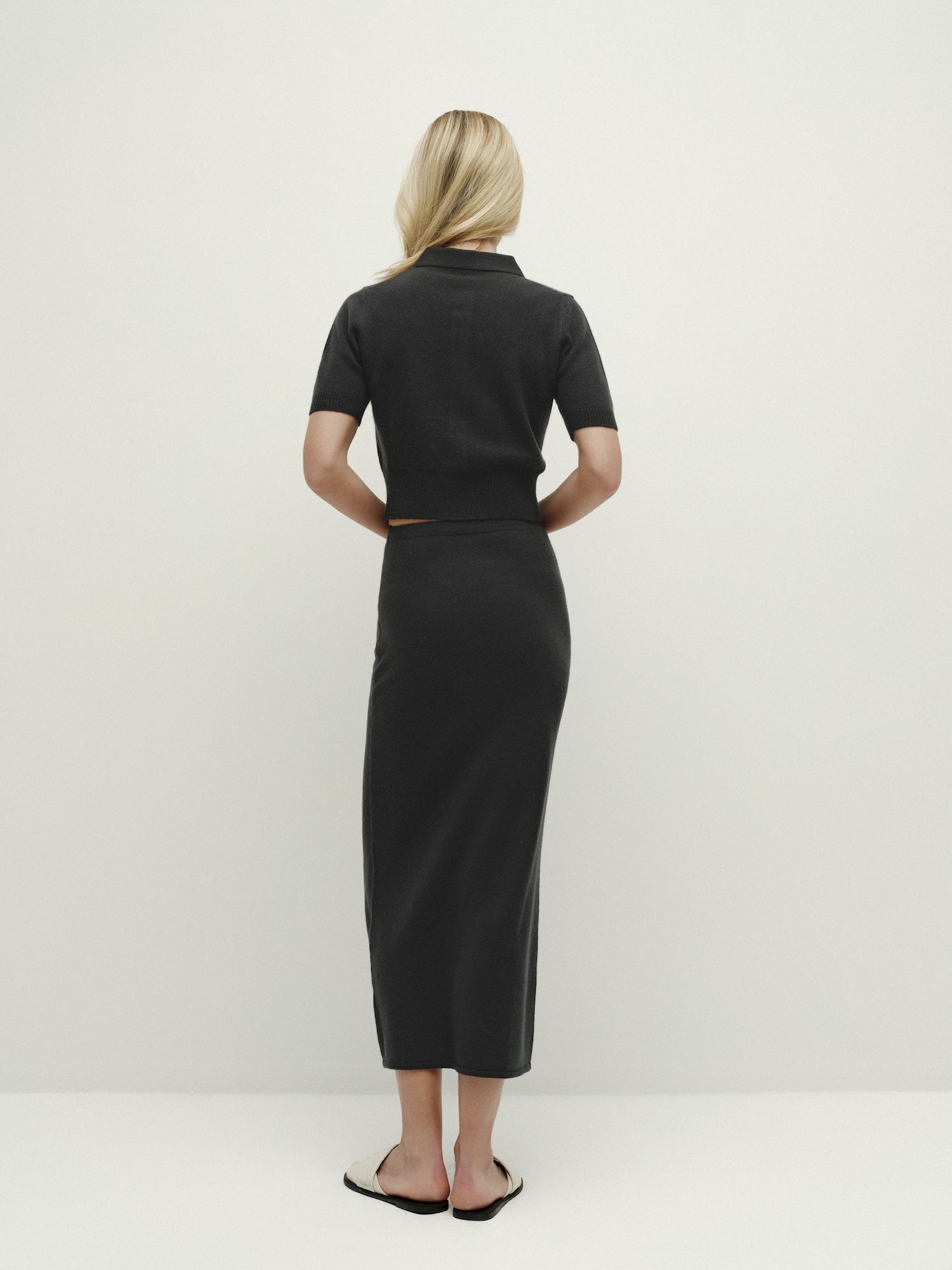 Mid-Length Skirt-iron gray