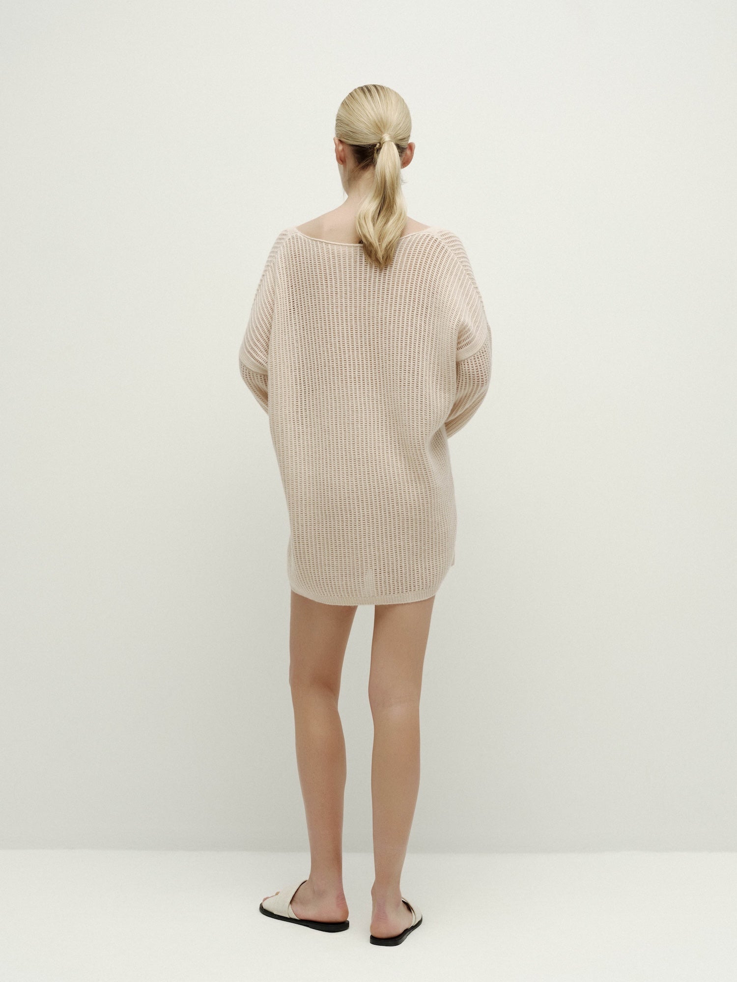 V-Neck Pointelle Knit Sweater