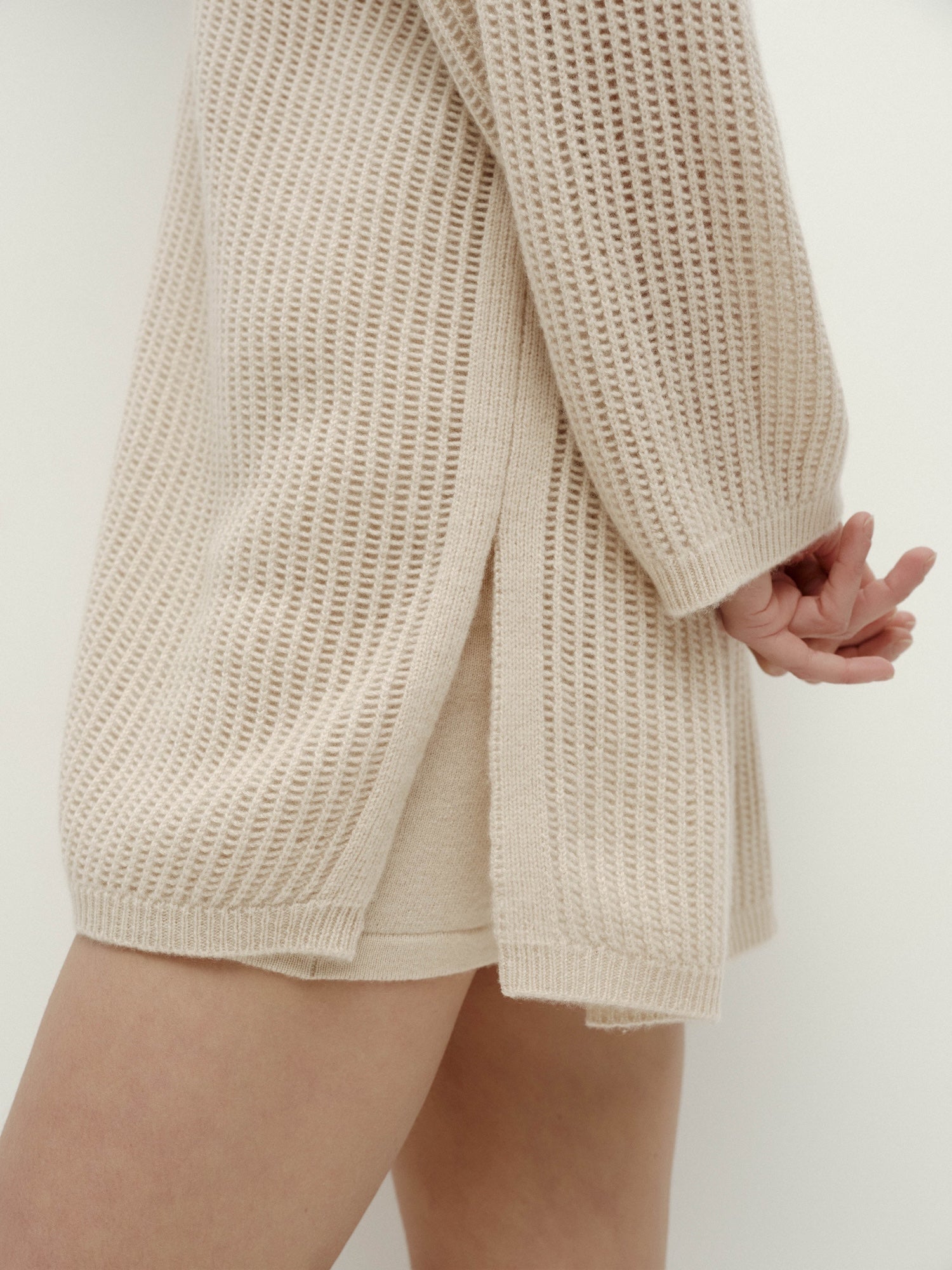 V-Neck Pointelle Knit Sweater