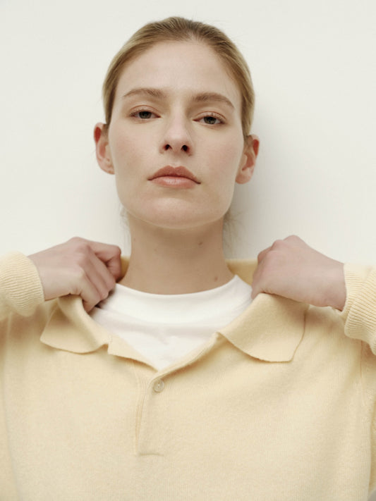 Polo Neck Knit Long Sleeve-Bud Yellow