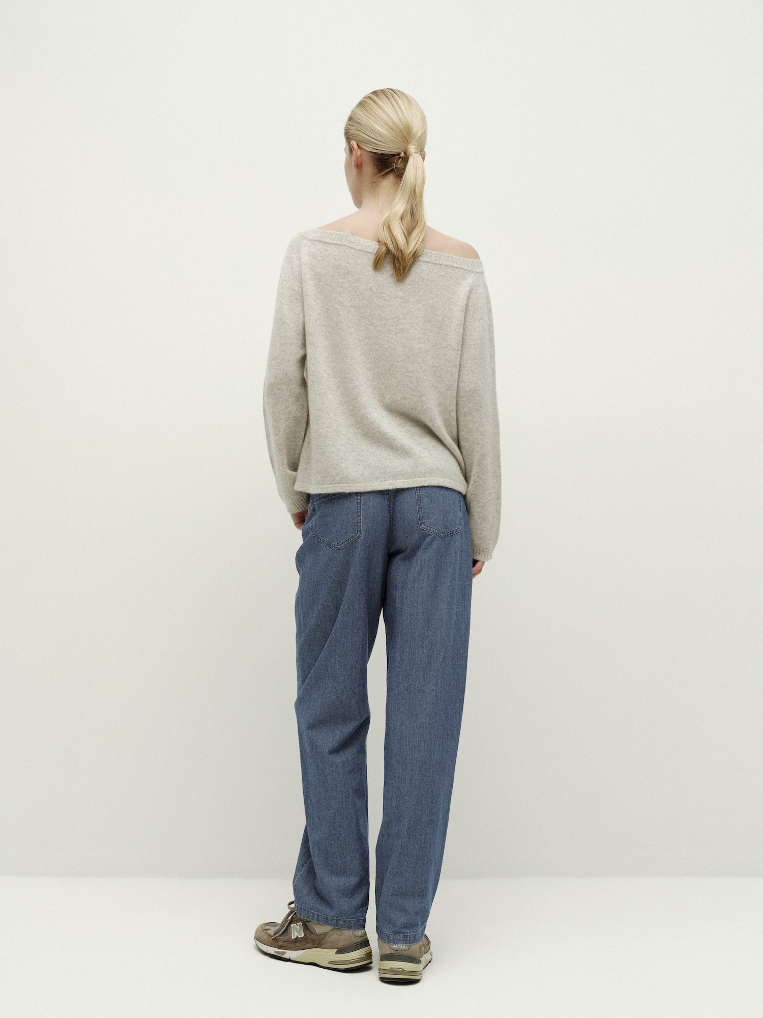 Asymmetric Shoulder Oversized Sweater-Warm Gray