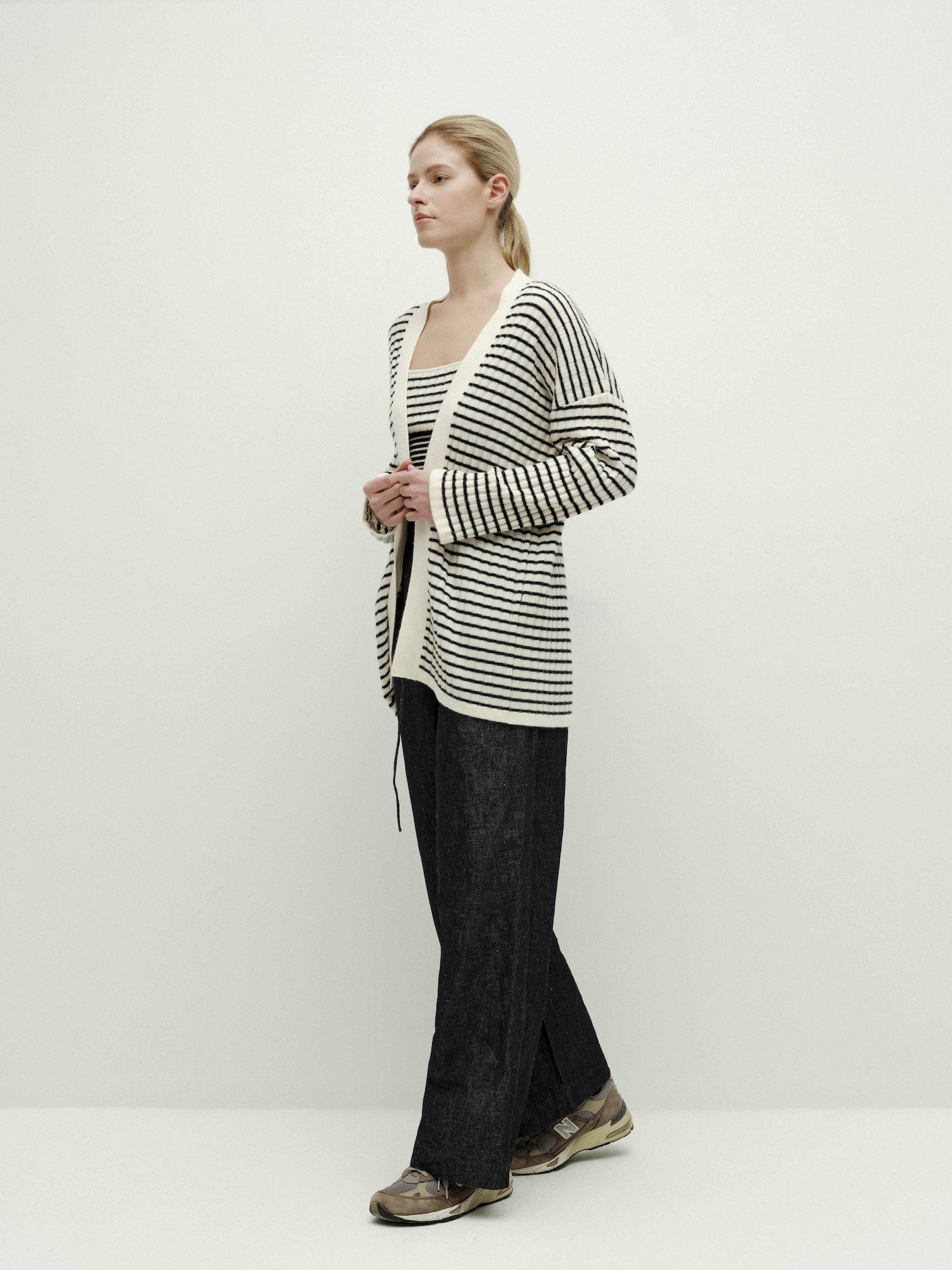 Black & White Striped Cardigan