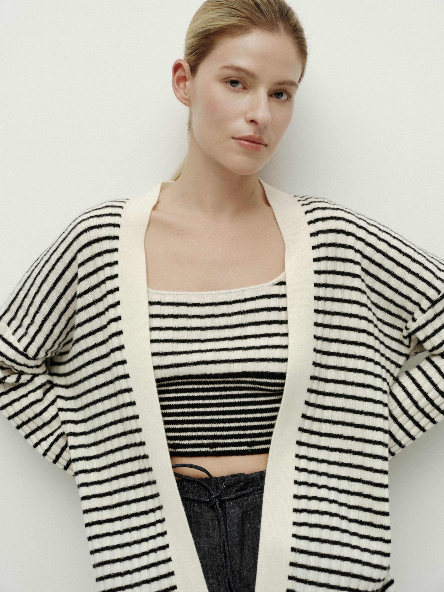 Black & White Striped Cardigan
