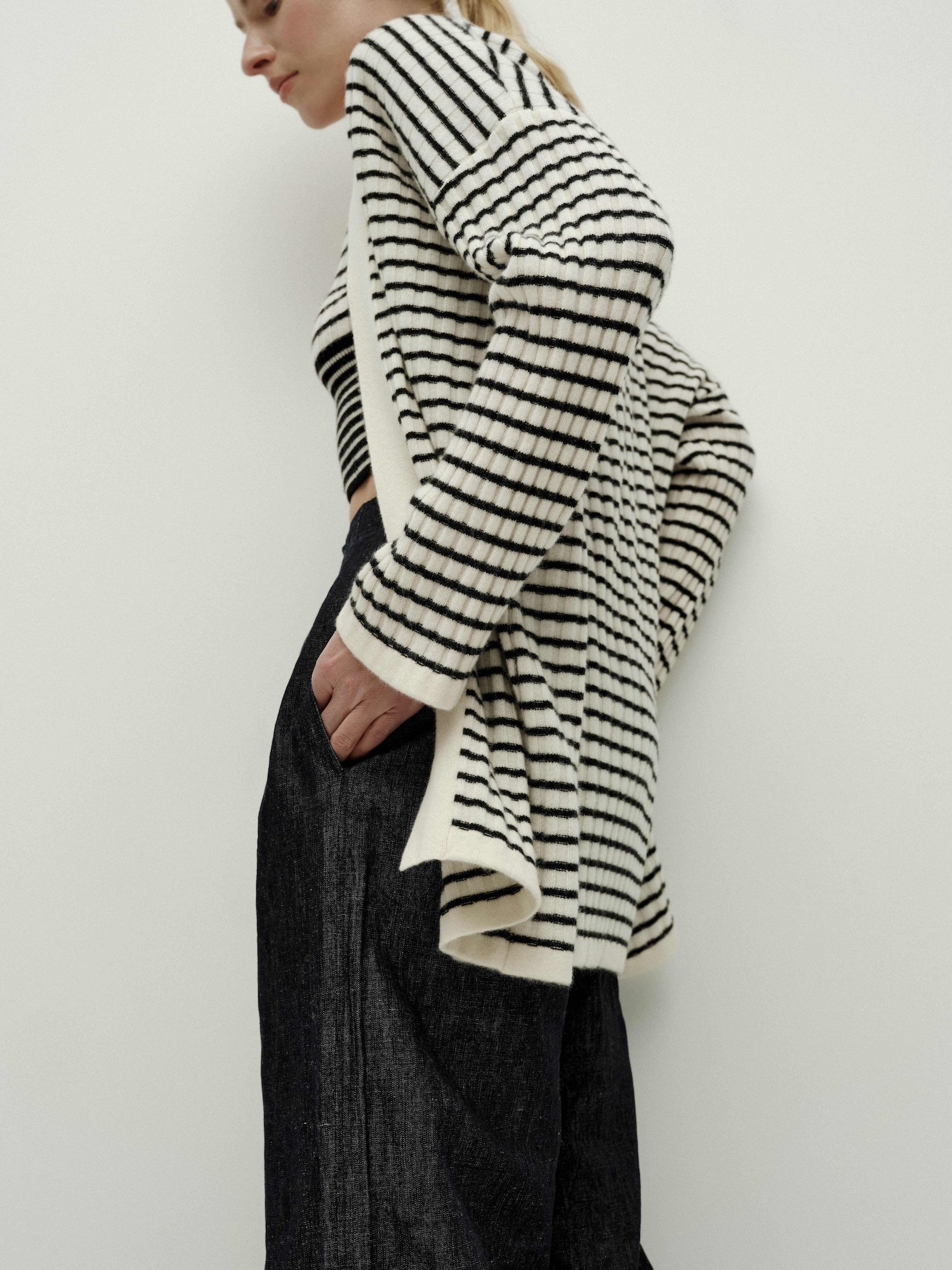 Black & White Striped Cardigan