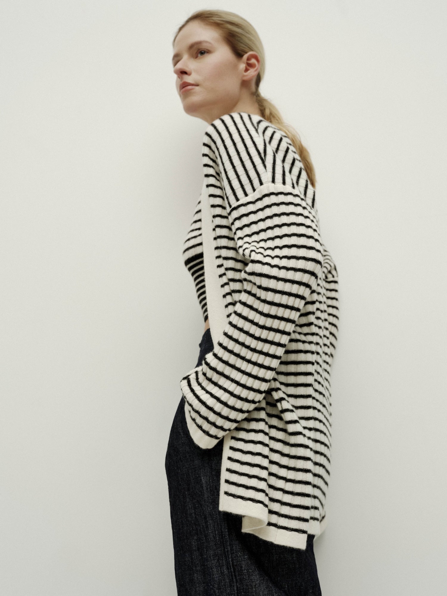 Black & White Striped Cardigan