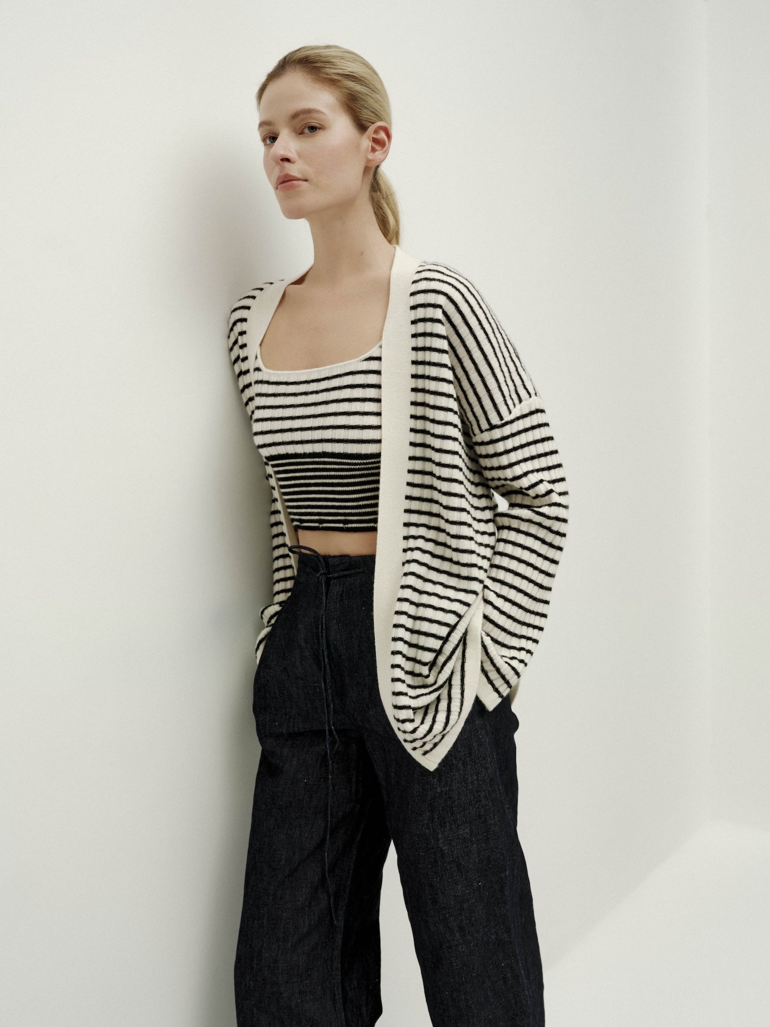 Black & White Striped Cardigan