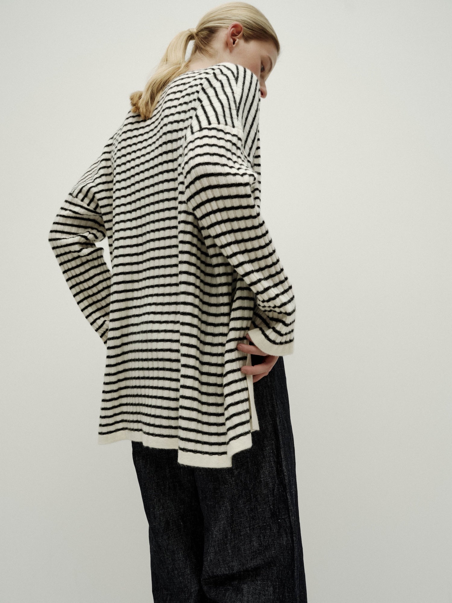 Black & White Striped Cardigan