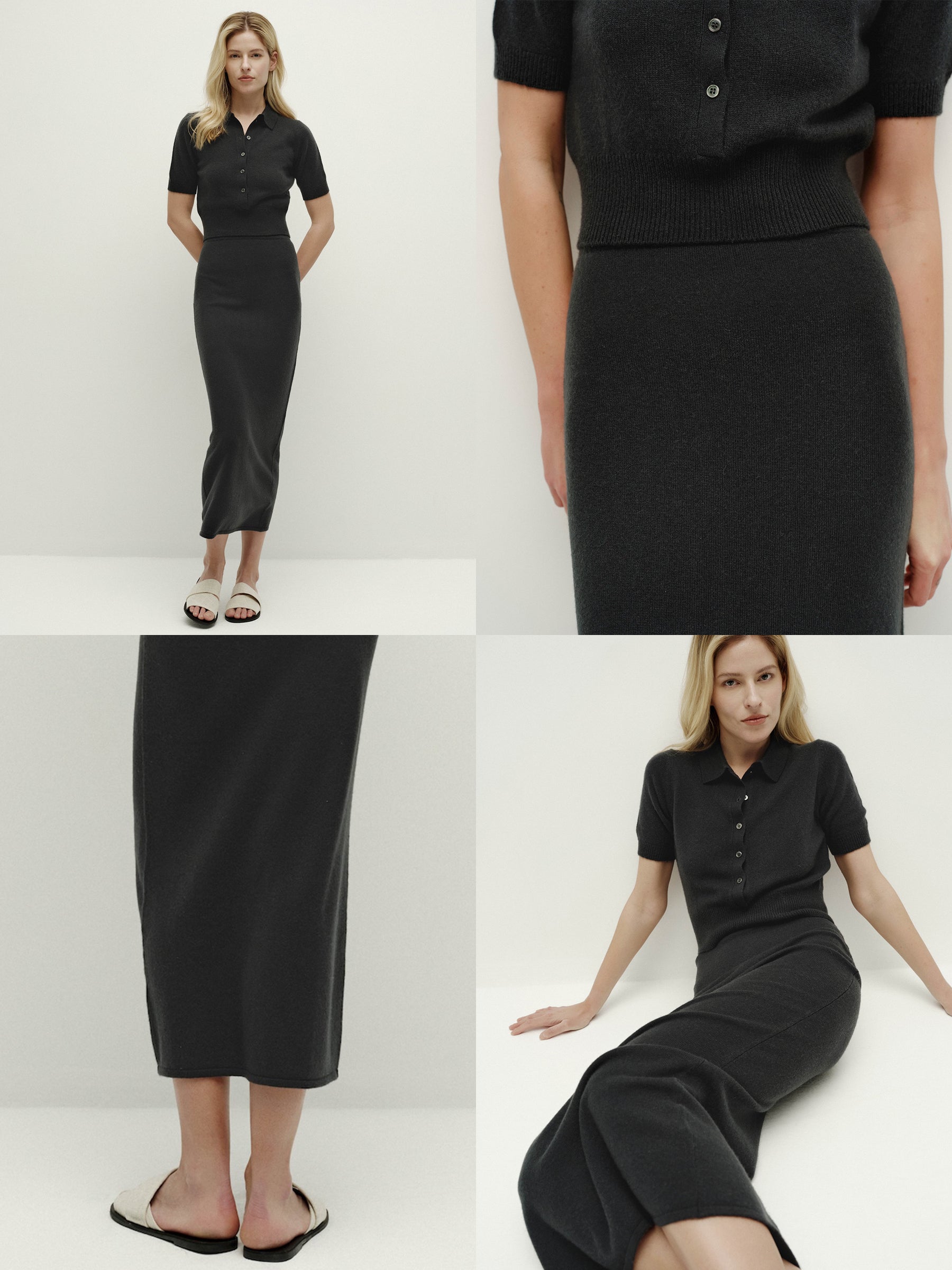 Mid-Length Skirt-iron gray